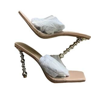 Lemonade Women's Size 7.5 Jetter Clear Cream Gold Ball Heels